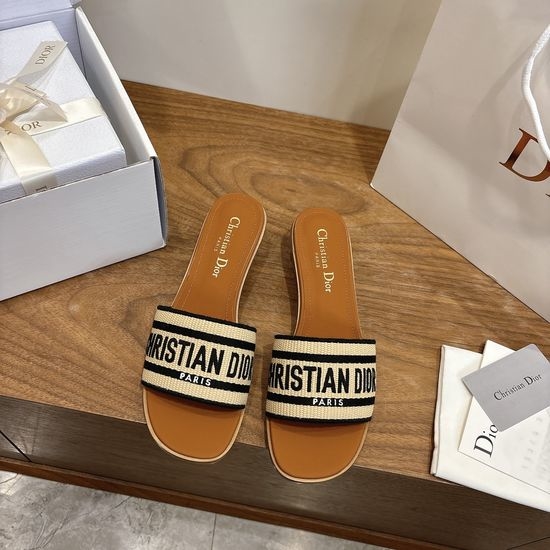Christian Dior CD Embroidered Logo High-Heel Slip-On Toe Sandals