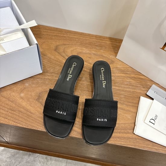 Christian Dior CD Embroidered Logo High-Heel Slip-On Toe Sandals