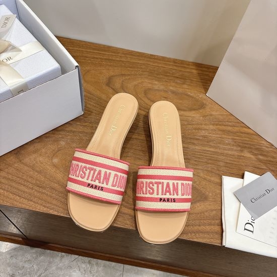 Christian Dior CD Embroidered Logo High-Heel Slip-On Toe Sandals
