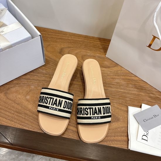 Christian Dior CD Embroidered Logo High-Heel Slip-On Toe Sandals