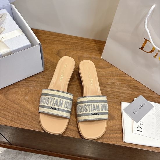 Christian Dior CD Embroidered Logo High-Heel Slip-On Toe Sandals