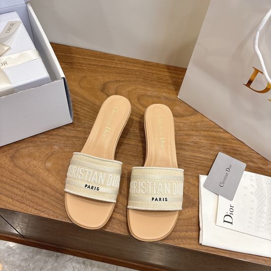 Christian Dior CD Embroidered Logo High-Heel Slip-On Toe Sandals