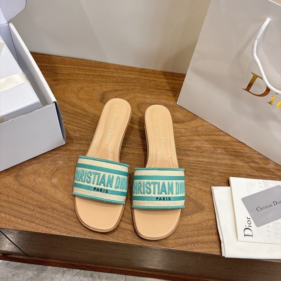 Christian Dior CD Embroidered Logo High-Heel Slip-On Toe Sandals