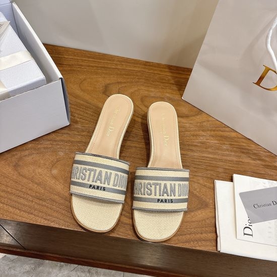 Christian Dior CD Embroidered Logo High-Heel Slip-On Toe Sandals