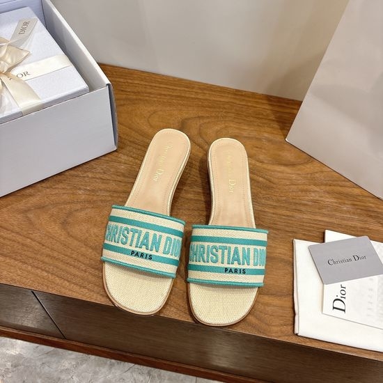 Christian Dior CD Embroidered Logo High-Heel Slip-On Toe Sandals