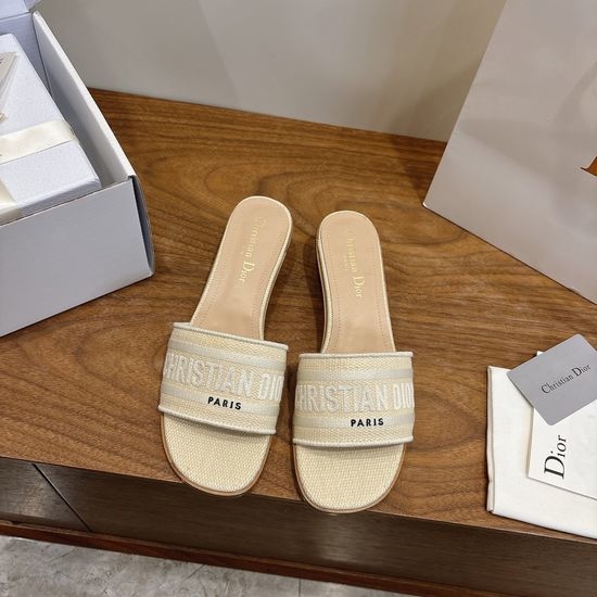 Christian Dior CD Embroidered Logo High-Heel Slip-On Toe Sandals