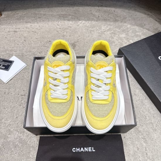 Chanel Embroidered Platform Casual Sneakers with Mixed Materials