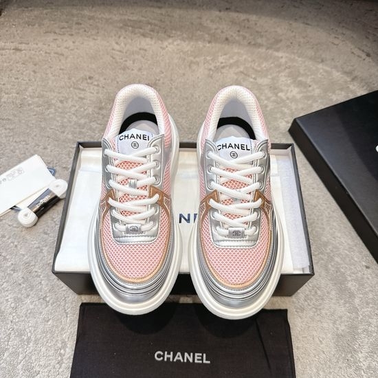 Chanel Embroidered Platform Casual Sneakers with Mixed Materials