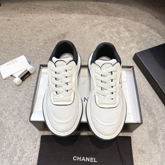Chanel Embroidered Platform Casual Sneakers with Mixed Materials