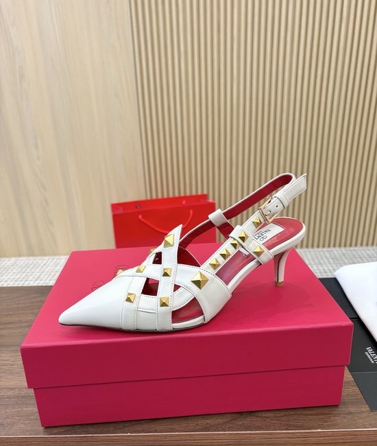 Valentino Pyramid Stud Slingback Mid Heel Sandals