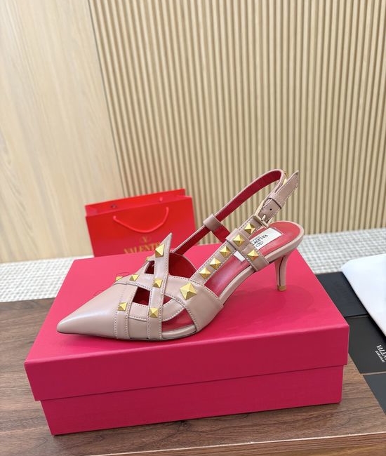 Valentino Pyramid Stud Slingback Mid Heel Sandals