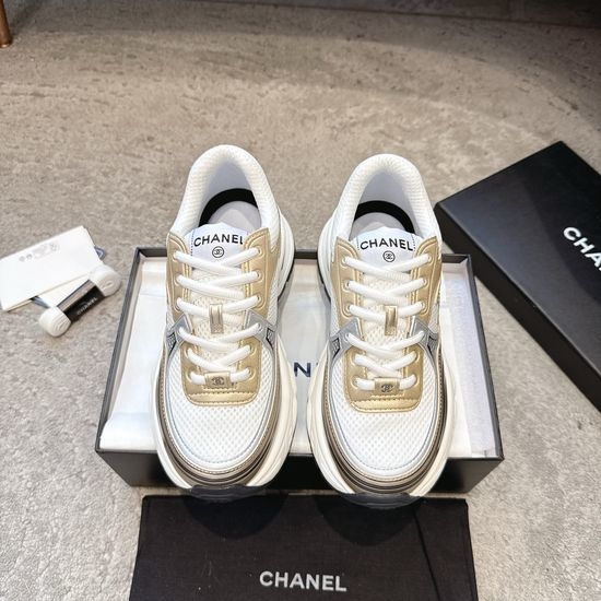 Chanel Embroidered Platform Casual Sneakers with Mixed Materials