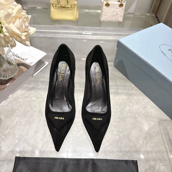 Prada Pointed Toe High Heel Pumps With Decorative Buckle