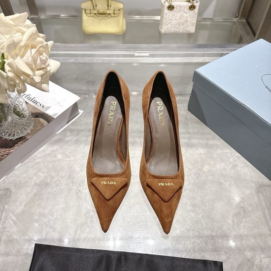 Prada Pointed Toe High Heel Pumps With Decorative Buckle