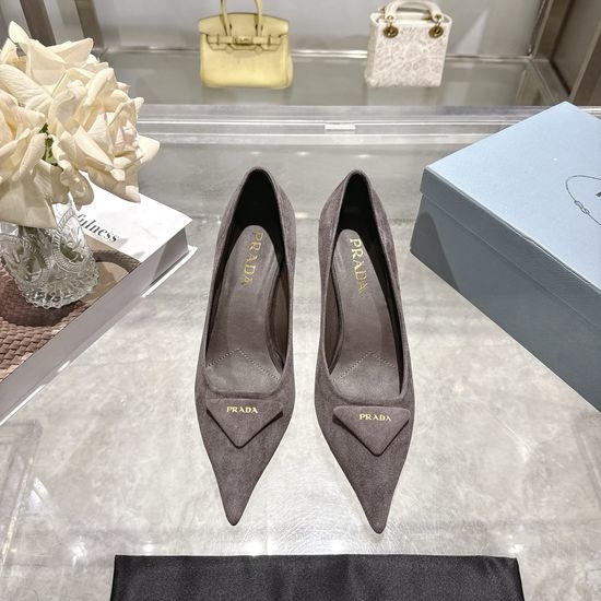 Prada Pointed Toe High Heel Pumps With Decorative Buckle