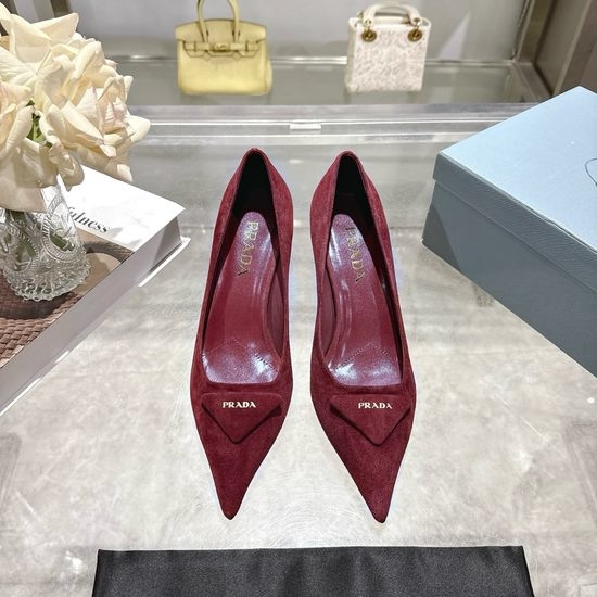 Prada Pointed Toe High Heel Pumps With Decorative Buckle