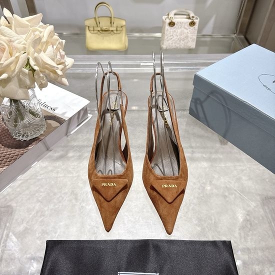 Prada Pointed Toe High Heel Sandals With Decorative Buckle