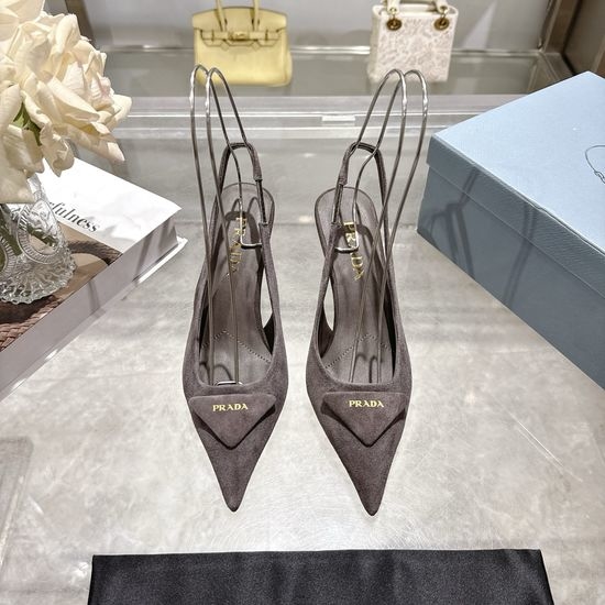 Prada Pointed Toe High Heel Sandals With Decorative Buckle