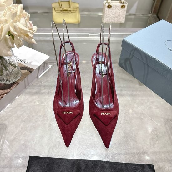 Prada Pointed Toe High Heel Sandals With Decorative Buckle