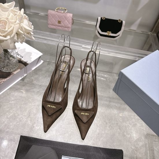 Prada Pointed Toe High Heel Sandals With Decorative Buckle