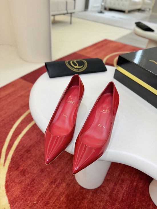 Christian Louboutine Glossy Patent Leather Red Pointed Toe Heels