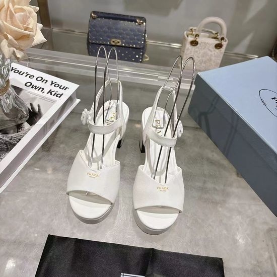 Prada Logo Decor Platform Chunky Heel Sandals