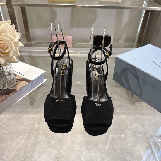 Prada Logo Decor Platform Chunky Heel Sandals