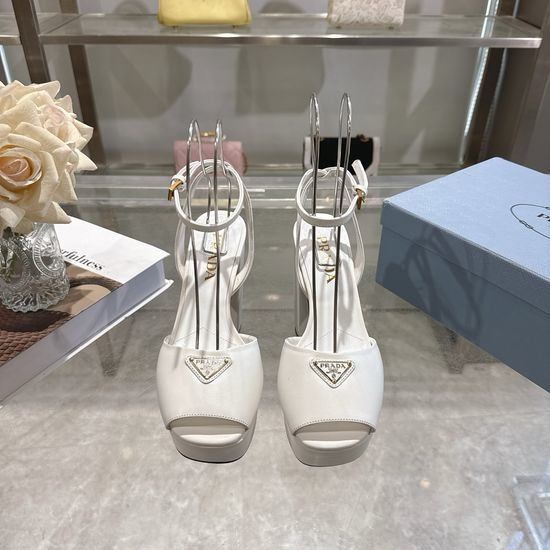 Prada Logo Decor Platform Chunky Heel Sandals
