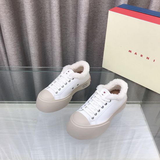 Marni Fleece Lined Leather Platform Warm Fashion Sneakers