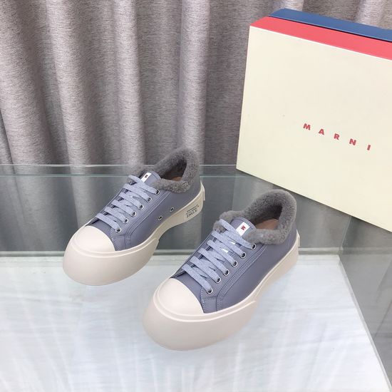 Marni Fleece Lined Leather Platform Warm Fashion Sneakers