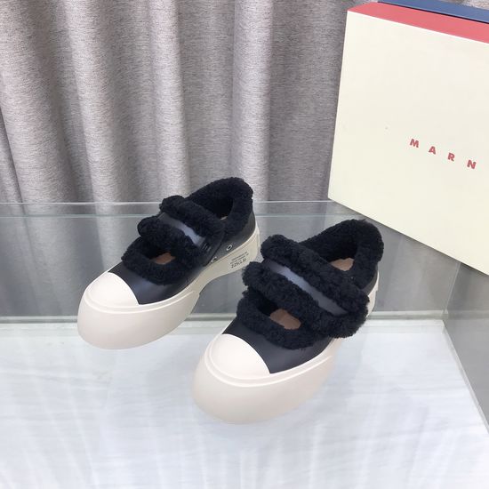 Marni Fleece Lined Leather Mary Jane Warm Comfort Shoes