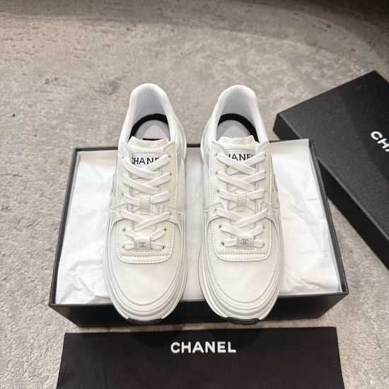 Chanel Premium Casual Sneakers with Leather Upper and Durable Sole