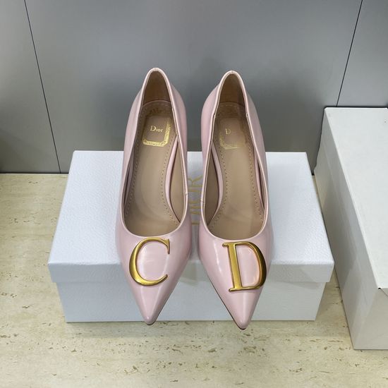 Christian Dior Pointed Toe Stiletto Pumps Leather Upper Hardware Buckle