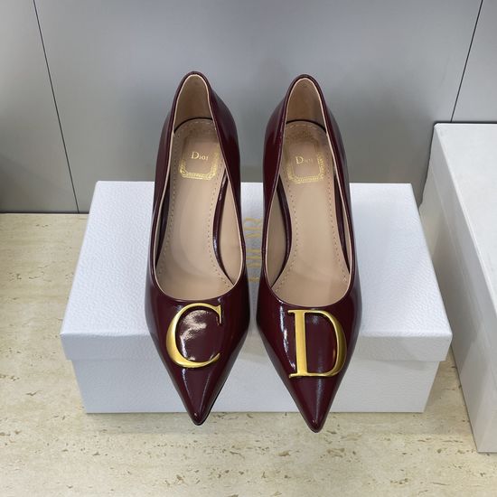 Christian Dior Pointed Toe Stiletto Pumps Leather Upper Hardware Buckle