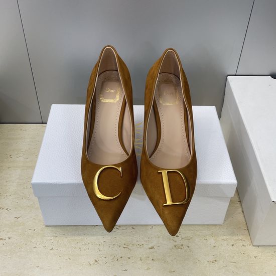 Christian Dior Pointed Toe Stiletto Pumps Leather Upper Hardware Buckle