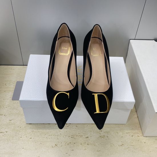 Christian Dior Pointed Toe Stiletto Pumps Leather Upper Hardware Buckle