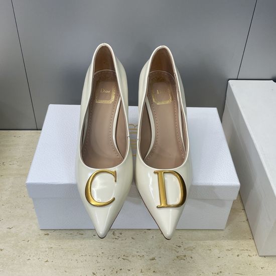 Christian Dior Pointed Toe Stiletto Pumps Leather Upper Hardware Buckle