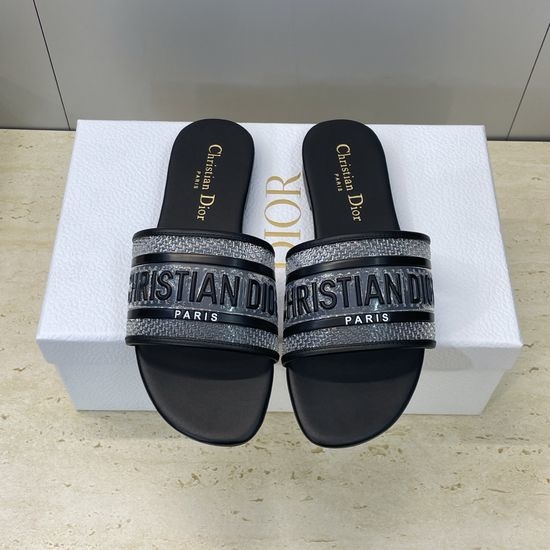 Christian Dior CD Custom TPU Flat Slip-On Sandals with Round Toe