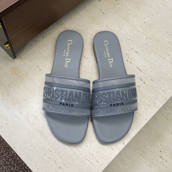 Christian Dior CD Custom TPU Flat Slip-On Sandals with Round Toe