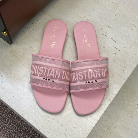Christian Dior CD Custom TPU Flat Slip-On Sandals with Round Toe