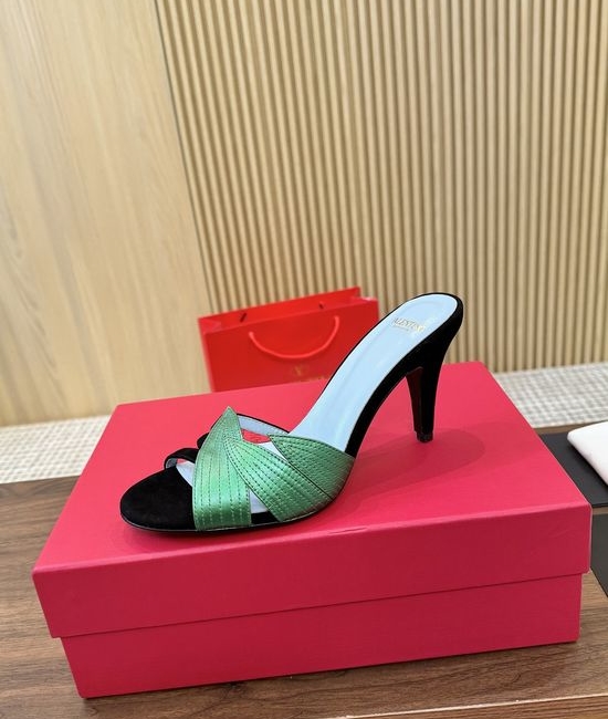 Valentino Elegant Leaf-Element Backless Walking Shoes