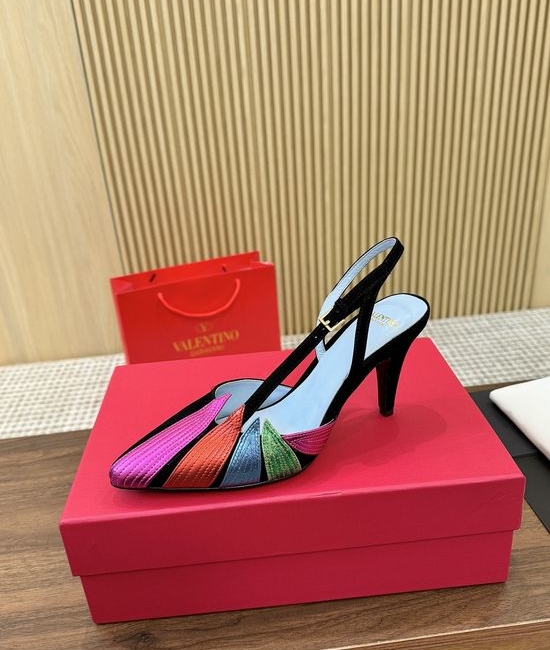 Valentino Chic Leaf-Pattern Open-Back Walking Shoes