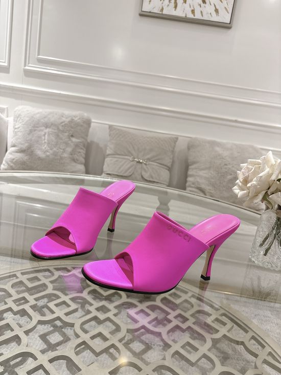 Gucci Premium Silk Embroidered High Heel Leather Sole Pumps
