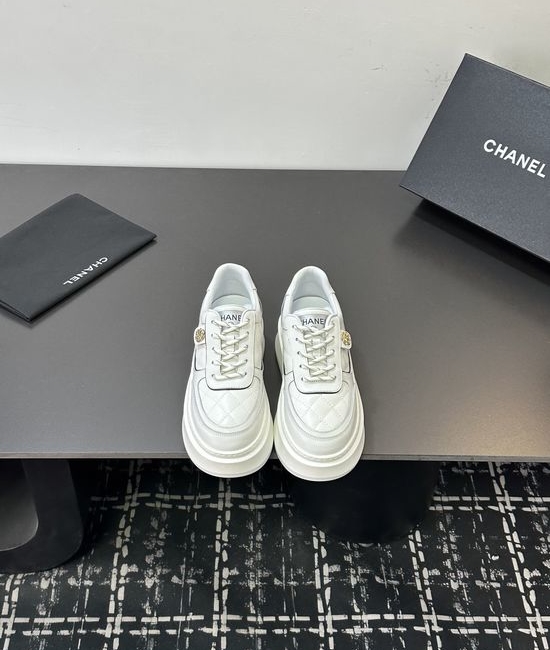 Chanel Classic Color Casual Sneakers with Premium Leather Upper