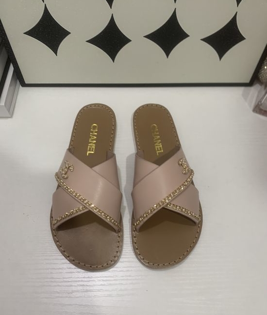 Chanel Genuine Leather Slip On Shoes with Metal Hardware