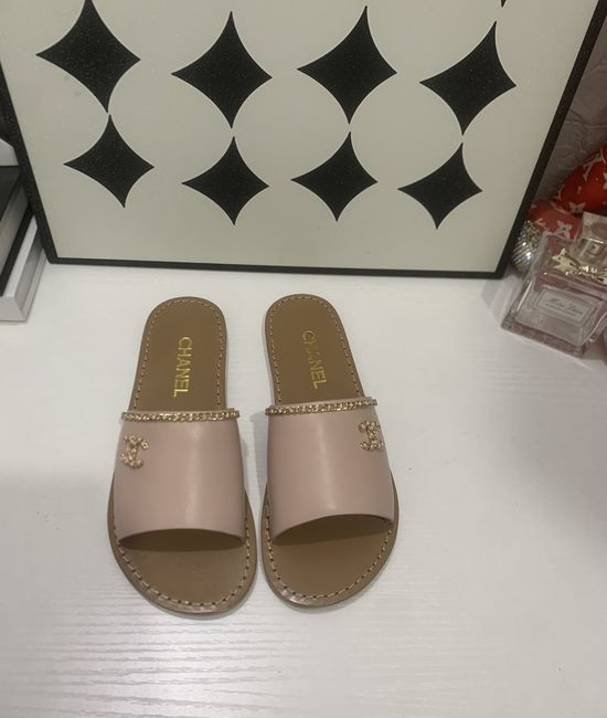 Chanel Genuine Leather Slip On Shoes with Metal Hardware