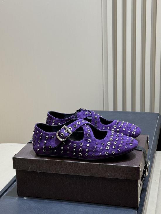 Alaia Suede Mary Jane Flats Comfortable Versatile Classic Style