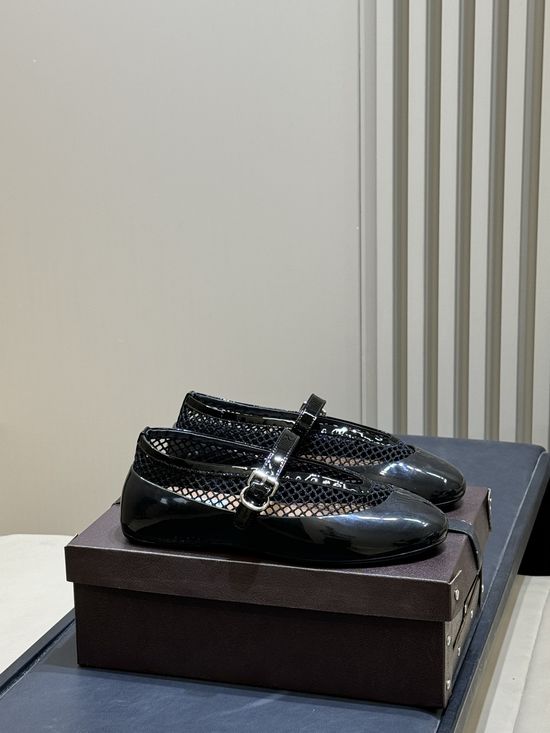 Alaia Mesh Ballet Flats with Rhinestone Buckle Detail