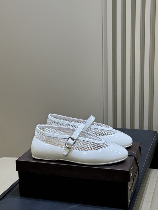 Alaia Mesh Ballet Flats with Rhinestone Buckle Detail