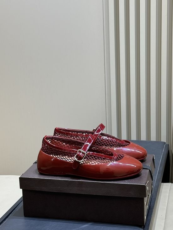 Alaia Mesh Ballet Flats with Rhinestone Buckle Detail